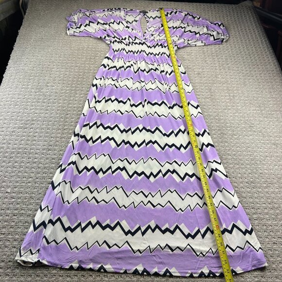 RELAXX Purple Cocktail Dress Women Size 2XL White Zig Zag Pattern Party Outfit - Picture 5 of 6